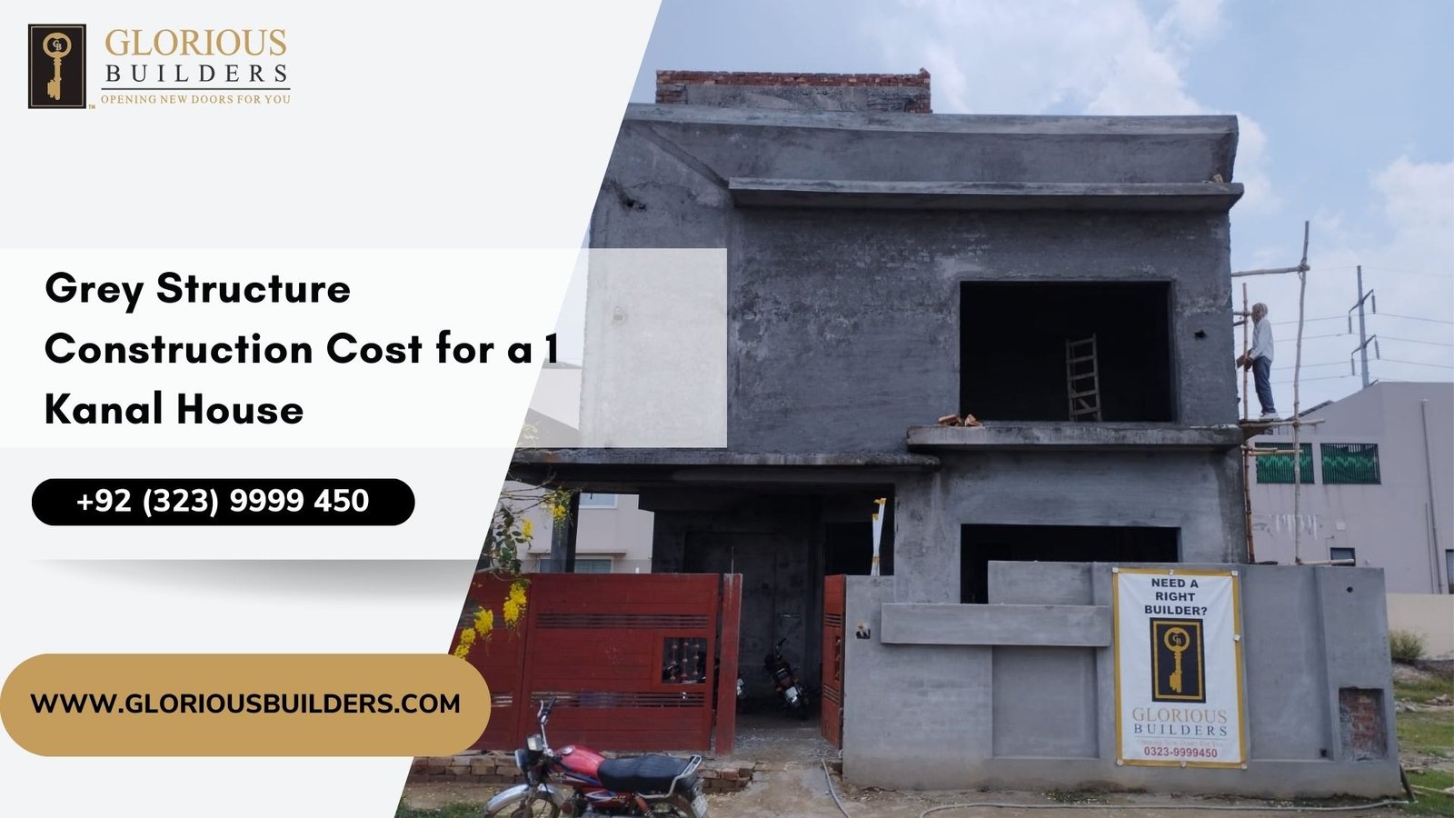 Grey Structure Construction Cost for a 1 Kanal House