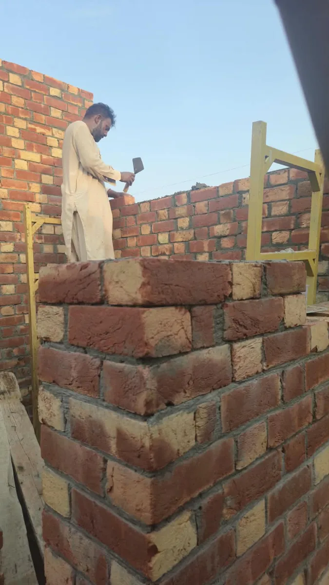 Brick masonry close-up at a 2 Kanal house in Bahria Town Lahore