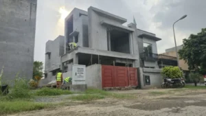 Double-storey house under construction in DHA Lahore by Glorious Builders