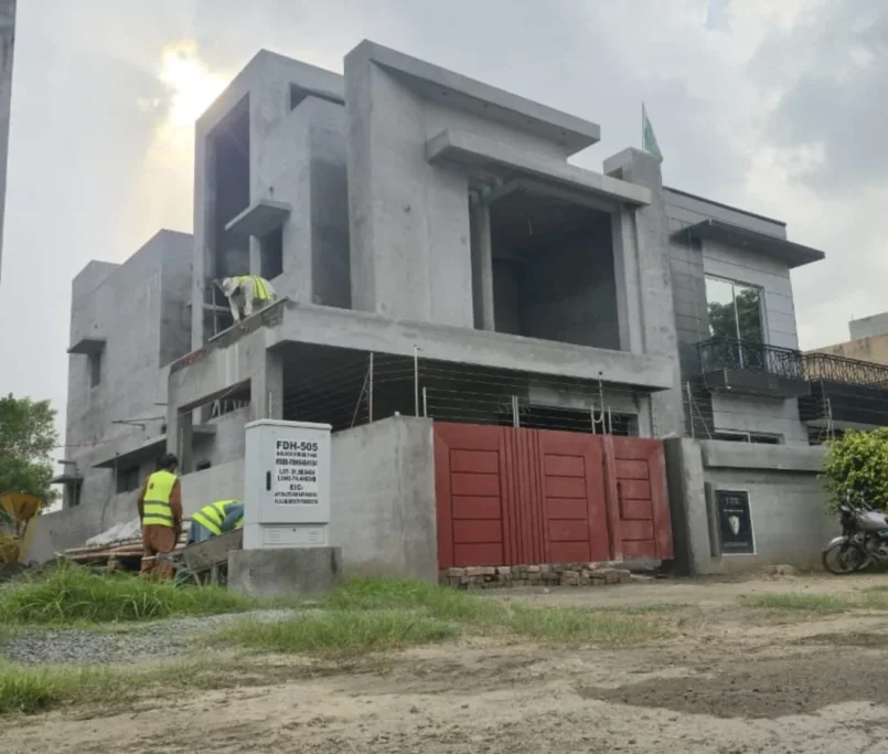 Double-storey house under construction in DHA Lahore by Glorious Builders