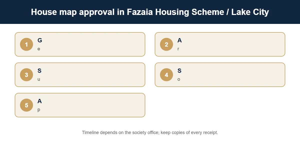 House map approval steps in Fazaia Housing Scheme and Lake City Lahore