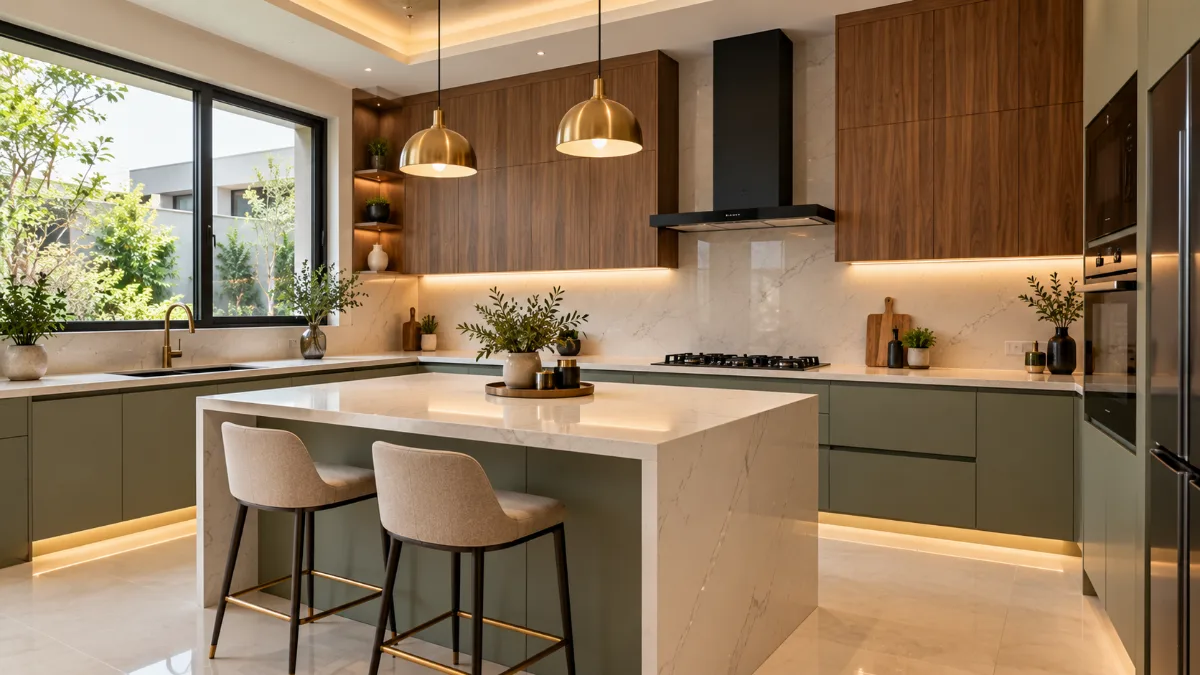 Modern minimalist kitchen with built-in appliances