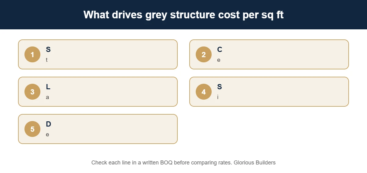 Five things that drive grey structure cost per sq ft