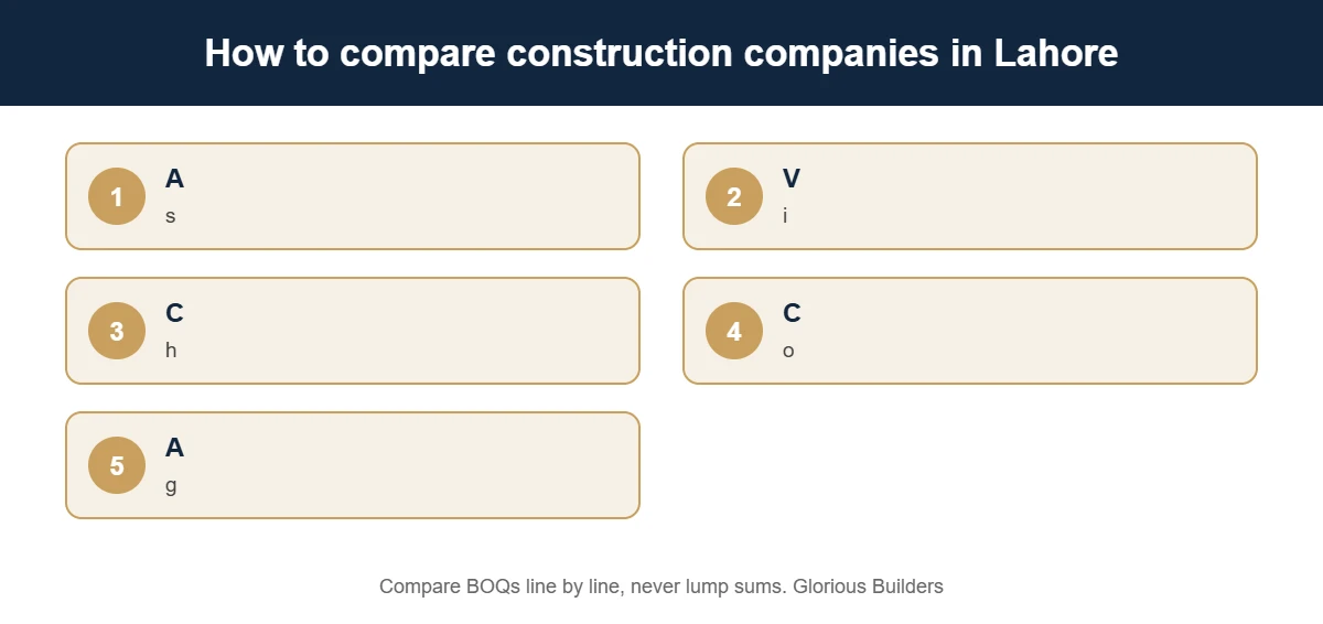 Five steps to compare construction companies in Lahore